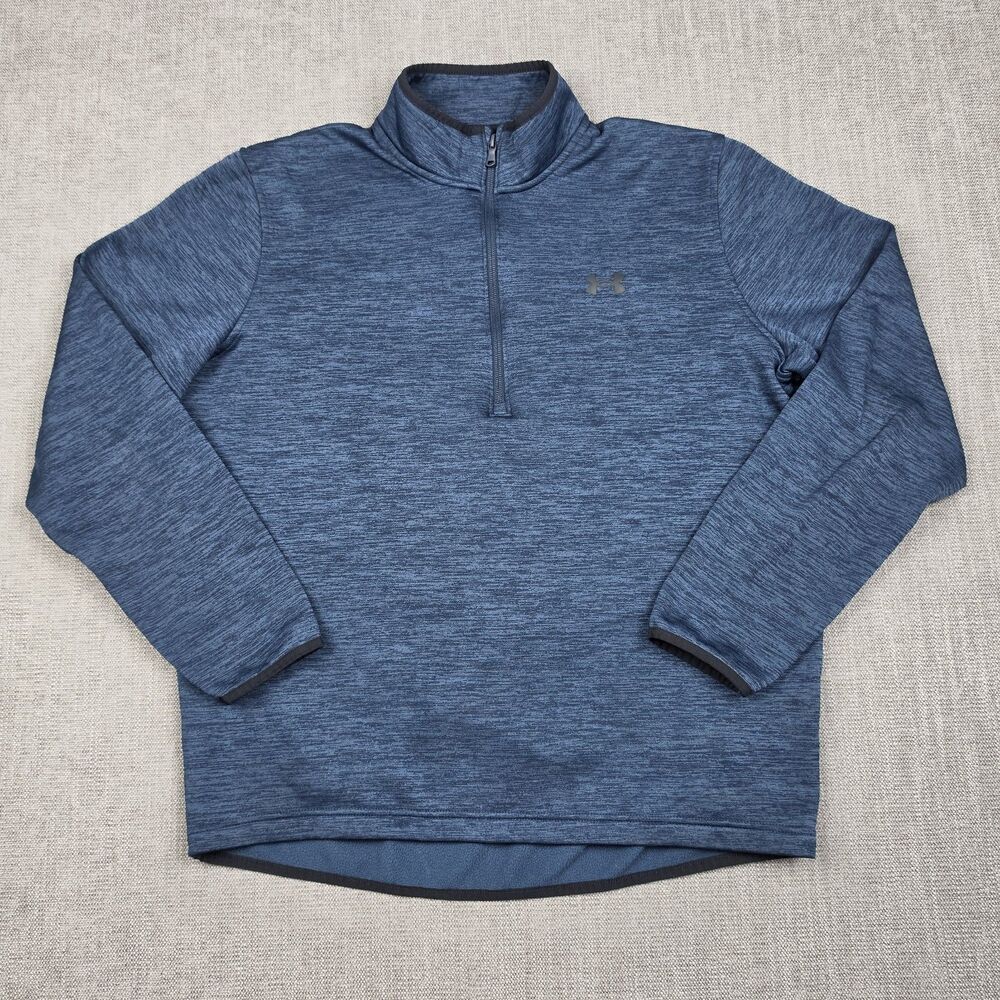 Under Armour Sweater Mens L Blue Heathered Loose Coldgear Performance Fleece